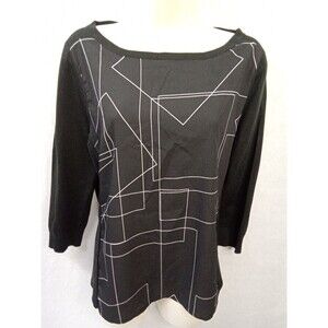 New York & Company medium Black White 3/4 sleeve Boat Neck